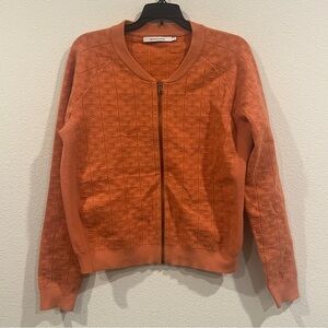 Stitches & stripes orange textured pattern size X-Large zip up sweater